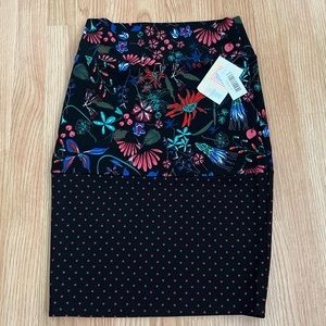 NWT LuLaRoe Cassie Skirt Floral & Polka Dots